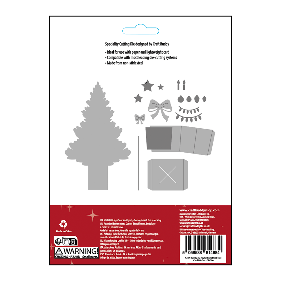Craft Buddy 3D Joyful Christmas Tree Card Die set 4