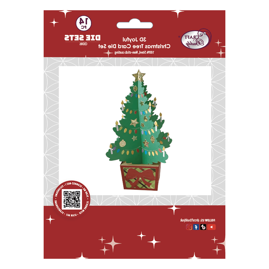 Craft Buddy 3D Joyful Christmas Tree Card Die set 8