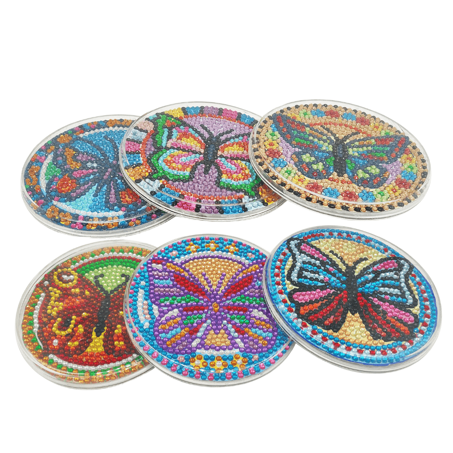 Crystal Art Acrylic Coaster Set Butterflies 9