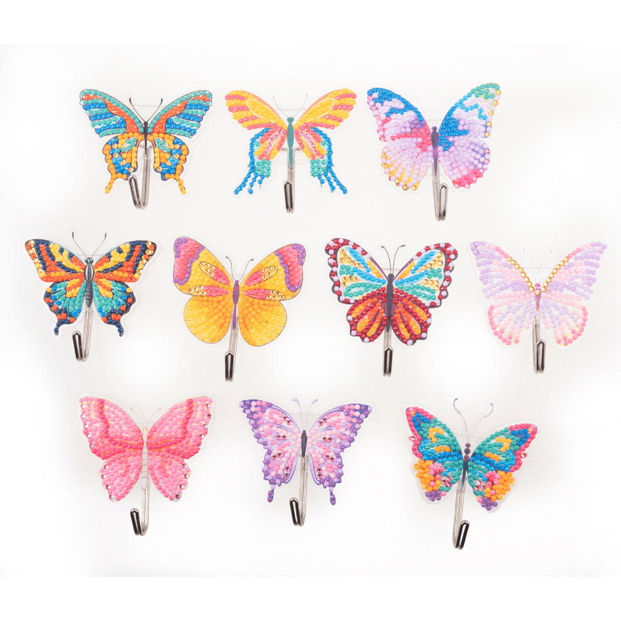 Crystal Art Butterfly Hooks Set of 10 3