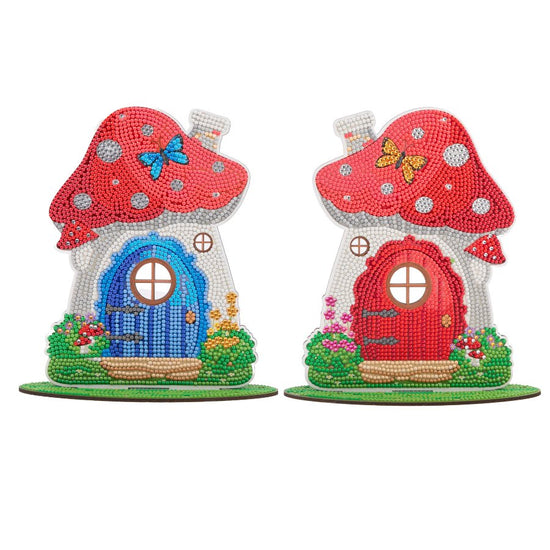 "Cute Toadstools" Crystal Art Wooden Decoration