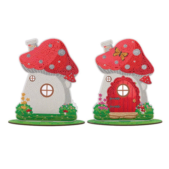 "Cute Toadstools" Crystal Art Wooden Decoration