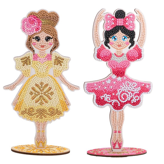 Crystal Art Wooden Decoration Kit Ballerinas pair 2