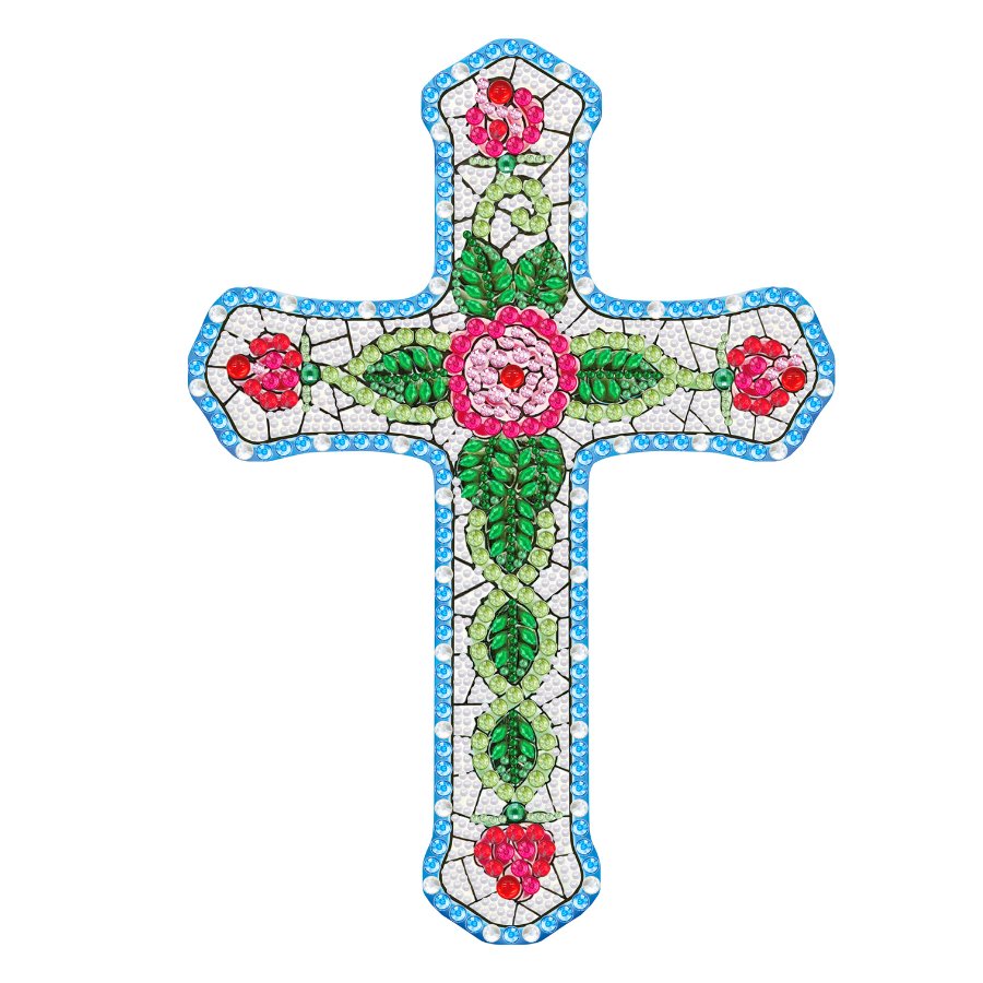 Crystal Art cross Wooden Hanging Decoration complete