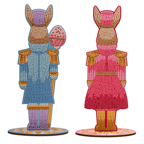 Easter Rabbit Nutcrackers Crystal Art Wooden Decorations 3