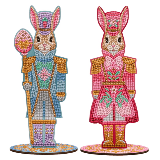 Easter Rabbit Nutcrackers Crystal Art Wooden Decorations 