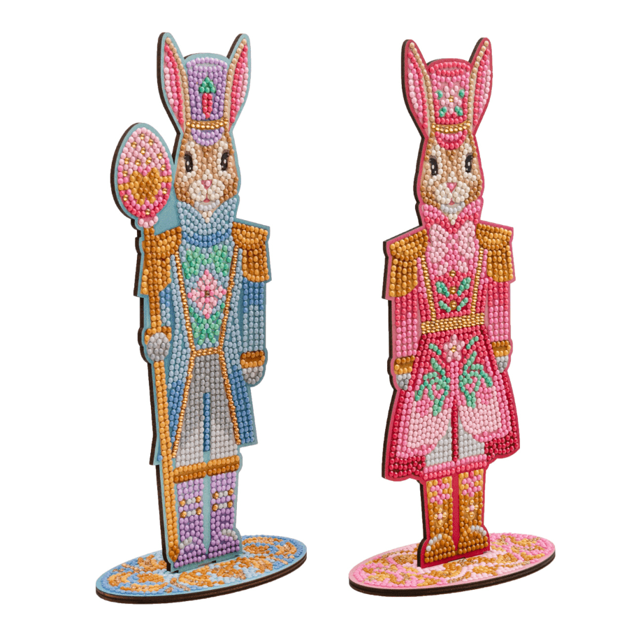 Easter Rabbit Nutcrackers Crystal Art Wooden Decorations 5