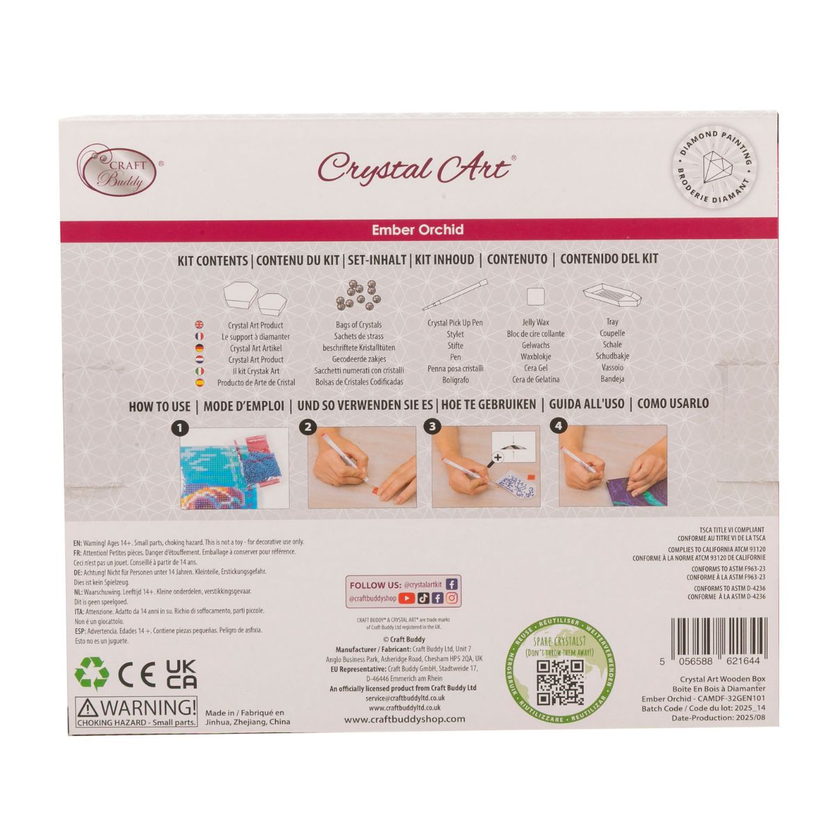 Ember orchid diamond painting wooden box back packaging