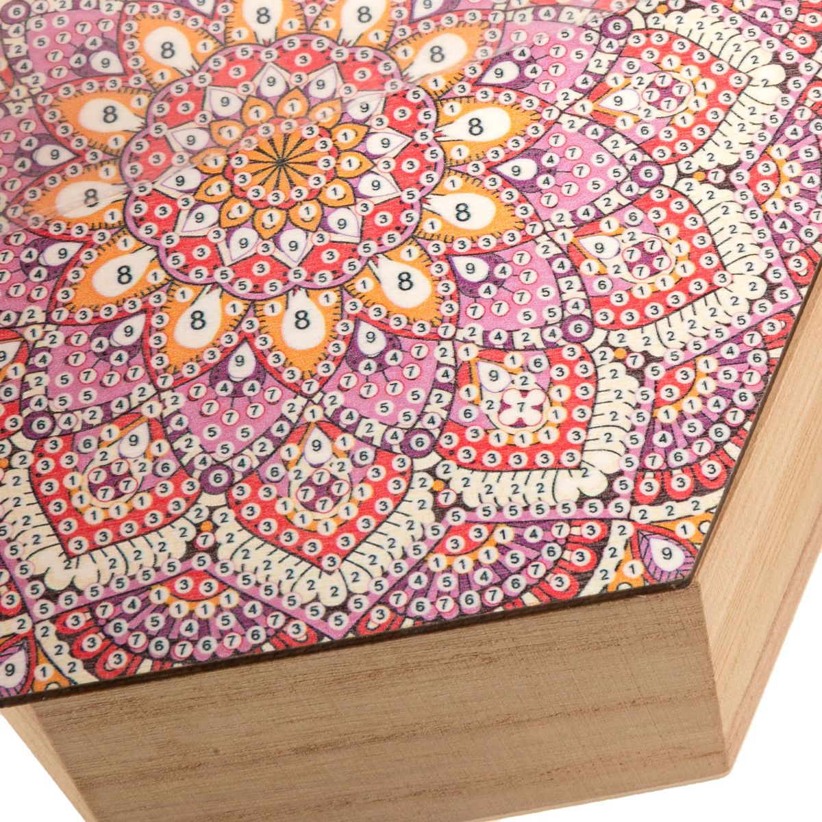Ember orchid diamond painting wooden box close-up unfinished