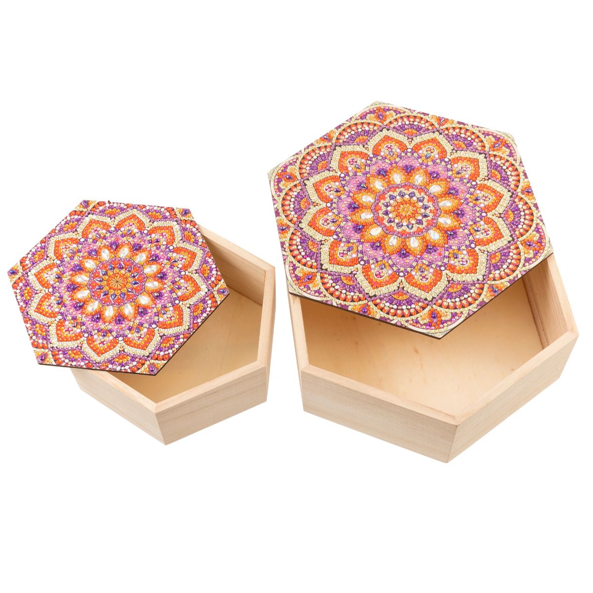 Ember orchid diamond painting wooden box open