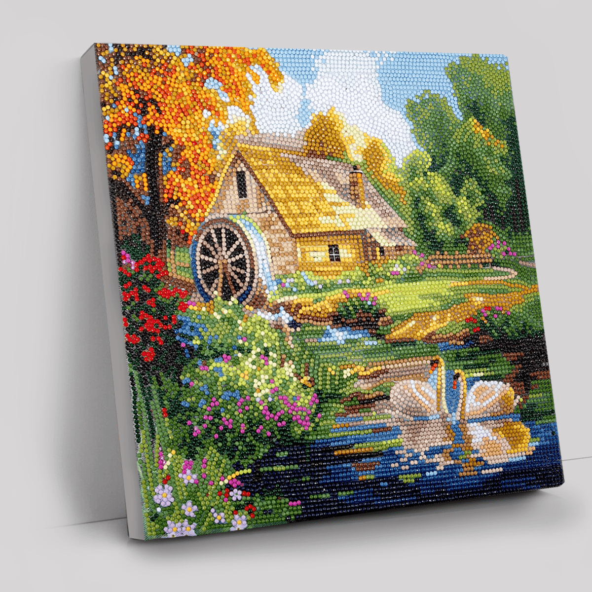 “Enchanting Water Mill” Crystal Art Canvas 30x30cm