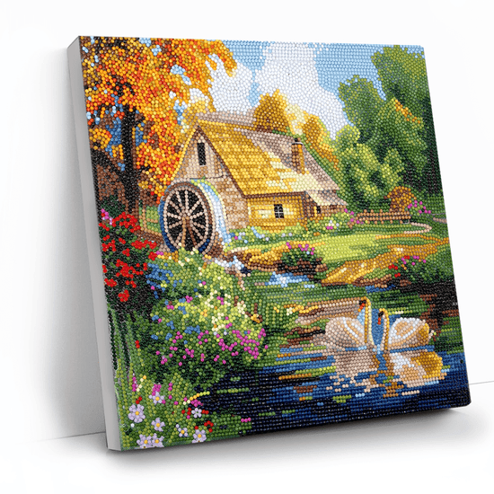 “Enchanting Water Mill” Crystal Art Canvas 30x30cm