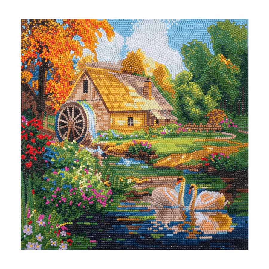 “Enchanting Water Mill” Crystal Art Canvas 30x30cm