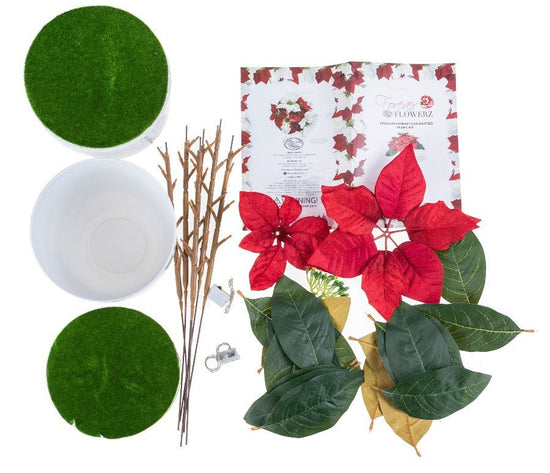 Forever Flowerz Poinsettia Plant Pot Kit Contents