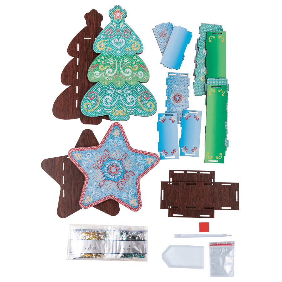 Festive Crystal Art Wooden Boxes Kit Set 7