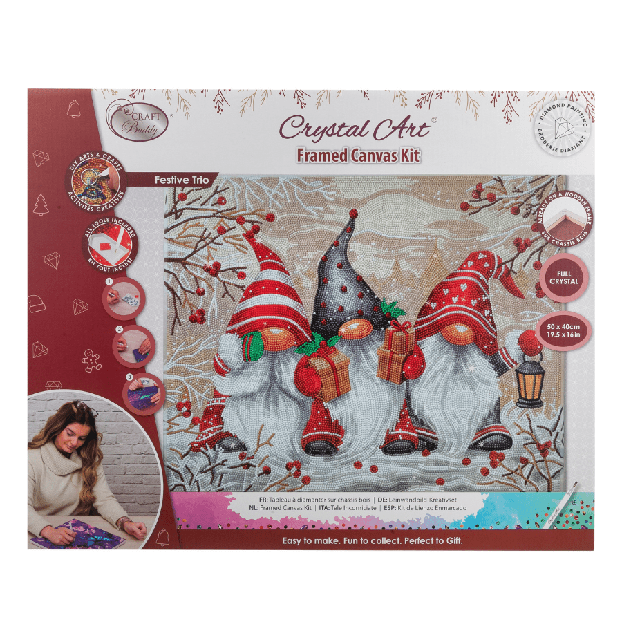Festive Trio Crystal Art Framed Canvas Kit 50x40cm pack