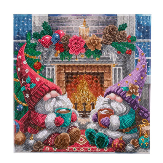 Fireside Cheer Framed Crystal Art Canvas Kit 30x30 7