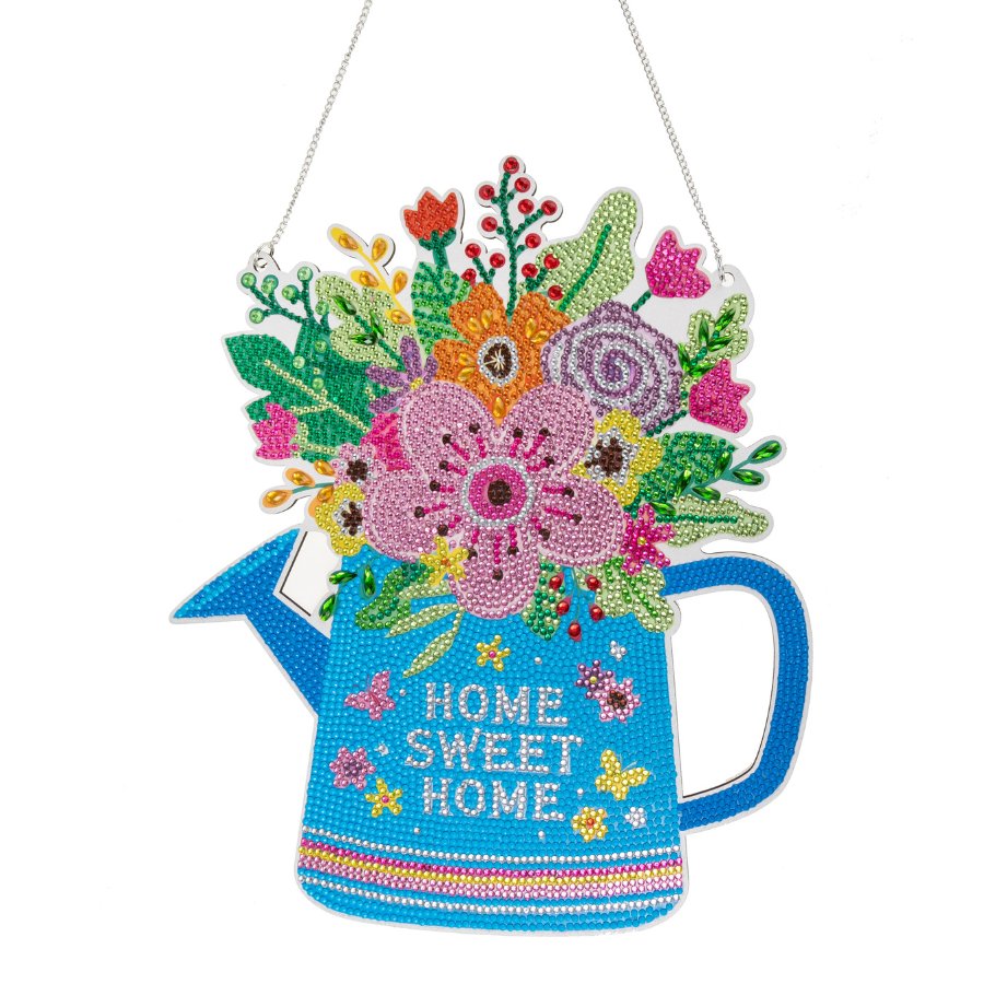 Floral Watercan Crystal Art Hanging Decoration complete