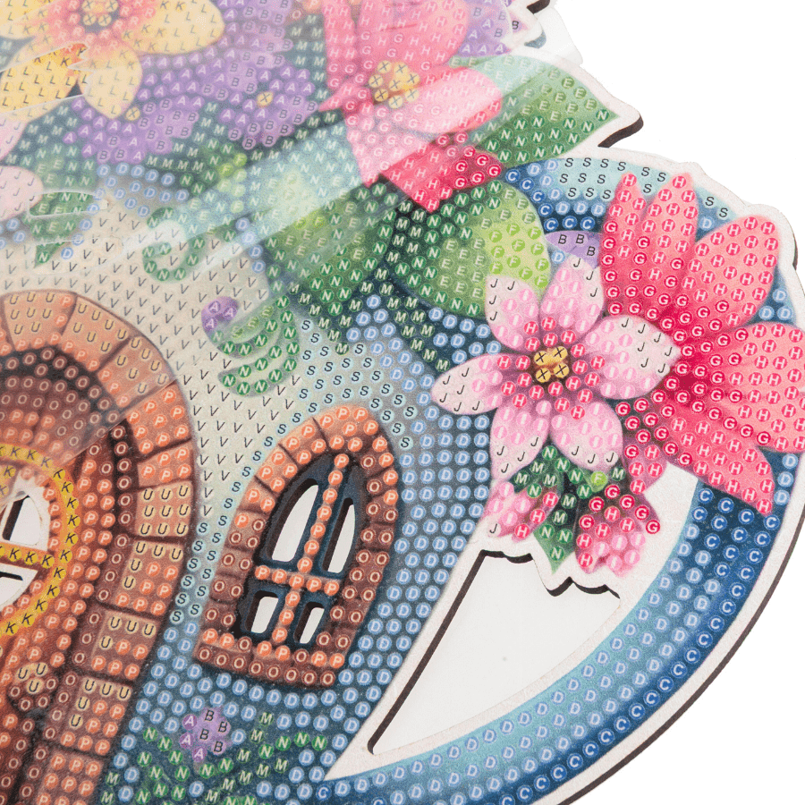 Flower Teapot Crystal Art Wooden Decoration Kit handle