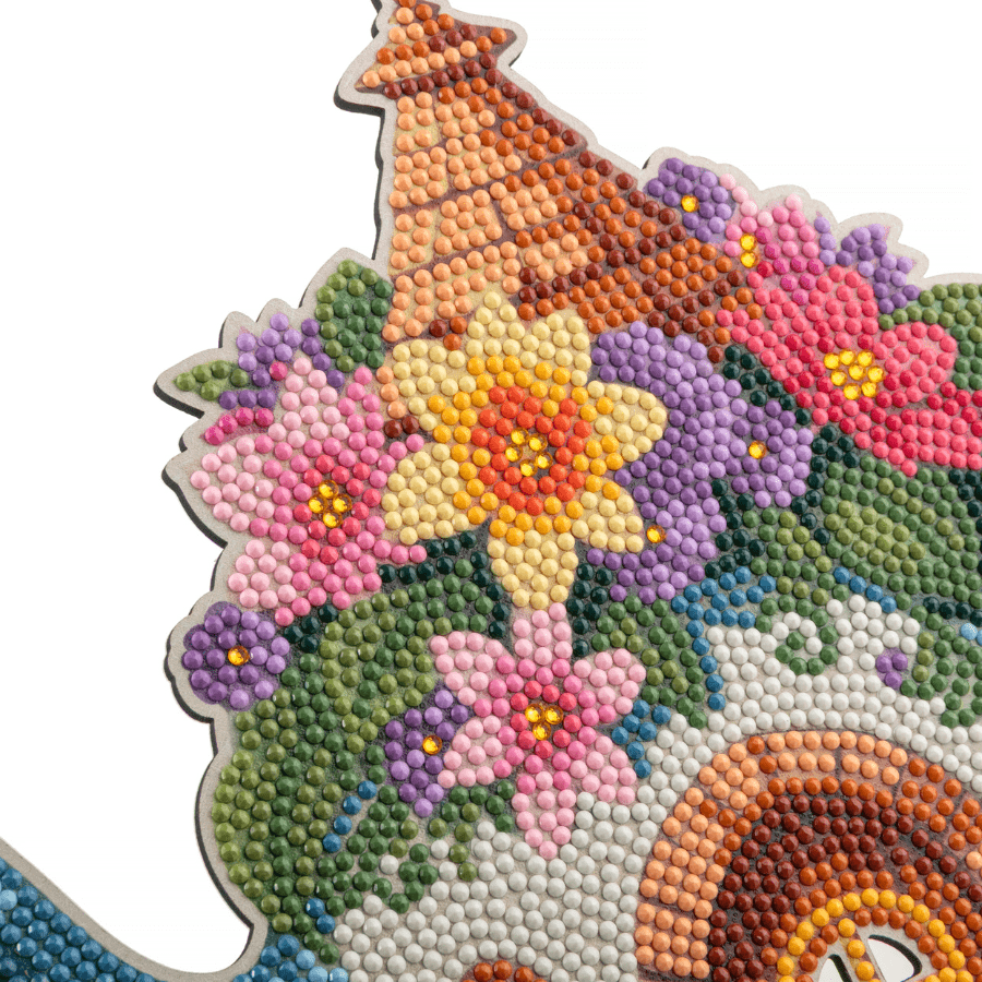 Flower Teapot Crystal Art Wooden Decoration Kit lid