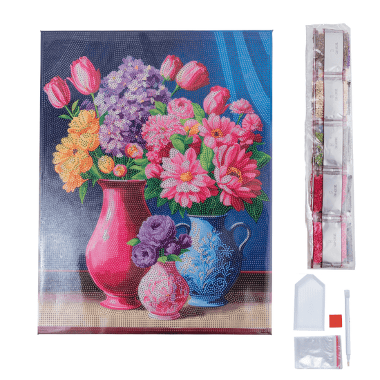 "Floral Set" Crystal Art Canvas Kit 35cmx45cm Set of 2