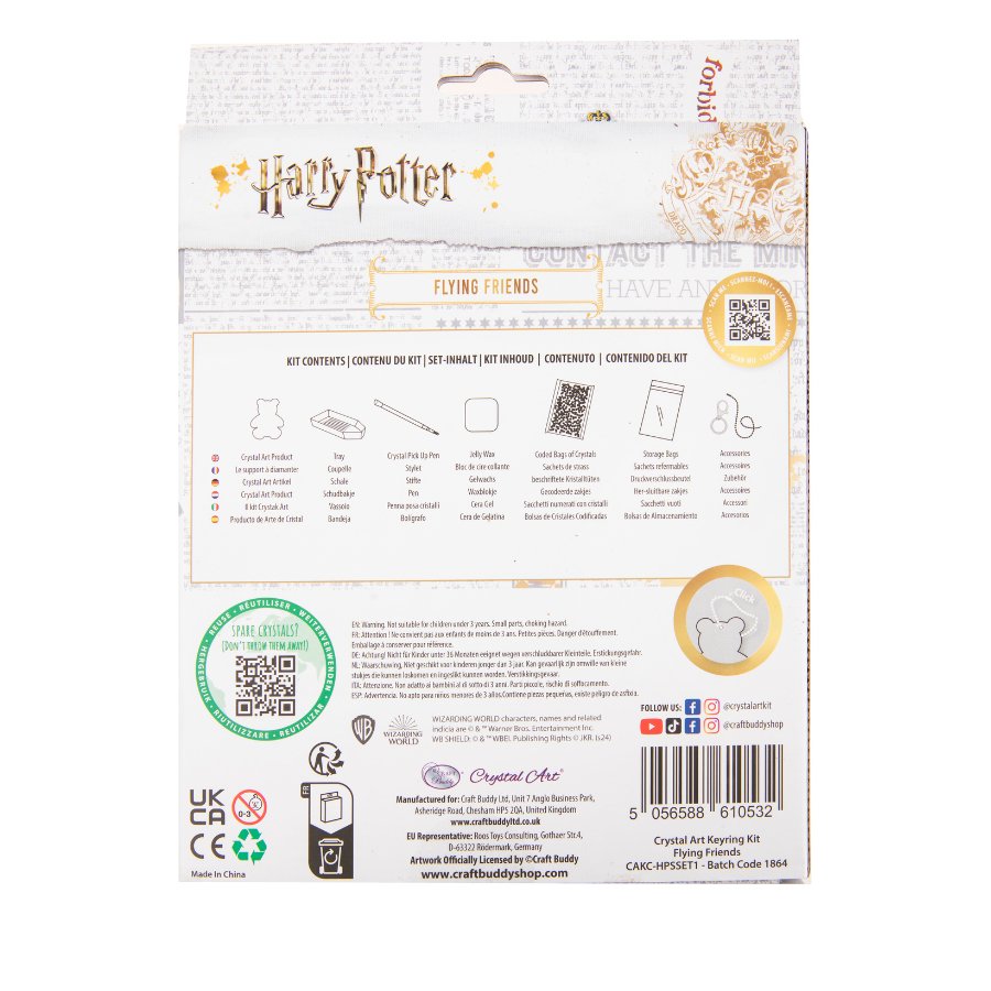 "Flying Friends" Harry Potter Crystal Art Keyring Kit Back Packaging
