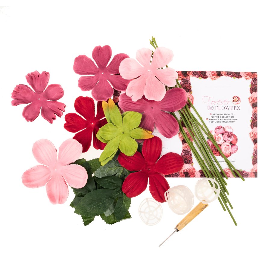 Forever Flowerz Festive Peonies Kit contents