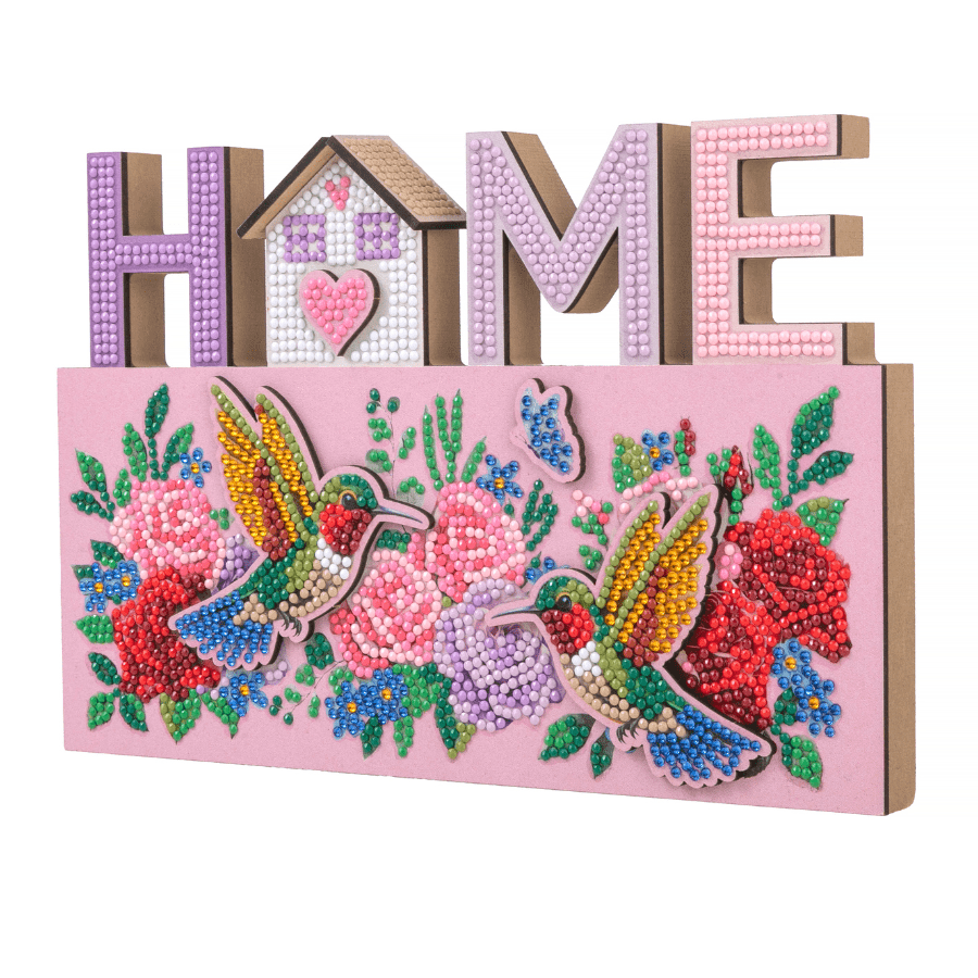 Home Sign Crystal Art Wooden Decoration Kit complete
