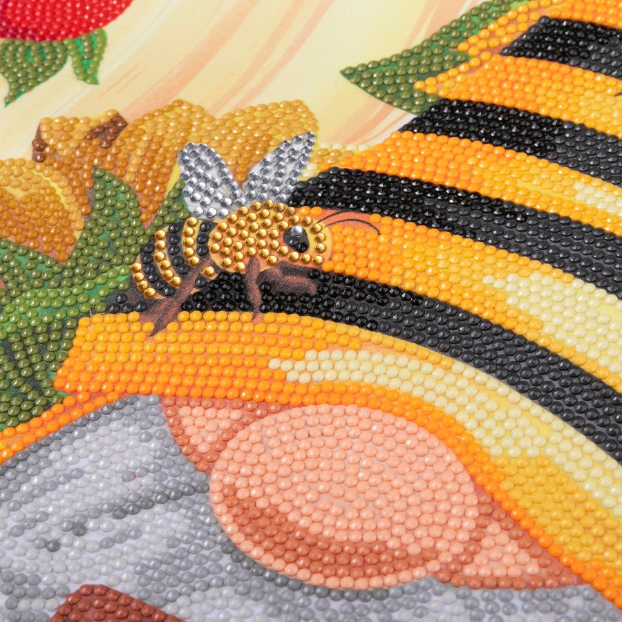 "Honey Bee Gnome" Crystal Art Scroll Close Up