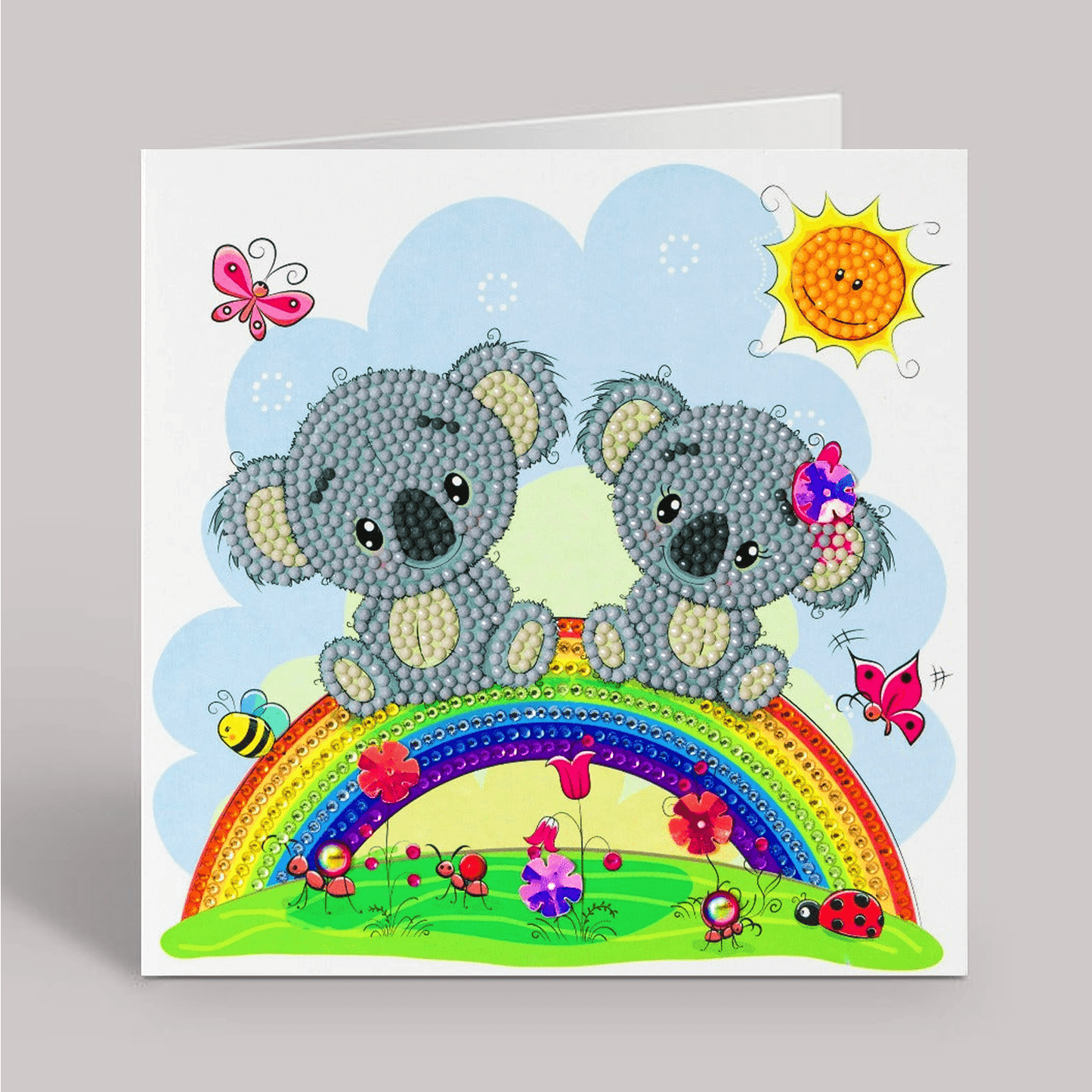 Koala bear rainbow Crystal Art Card 18x18cm