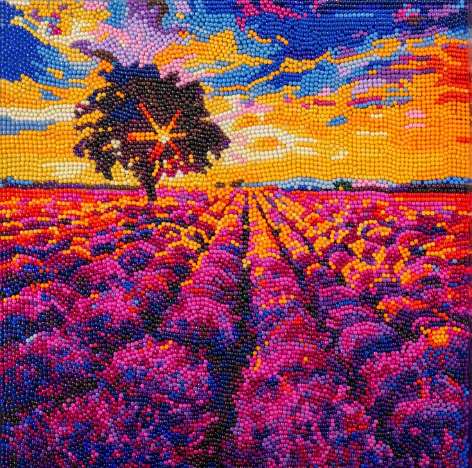 “Lavender Field” Crystal Art Canvas 30x30cm Front
