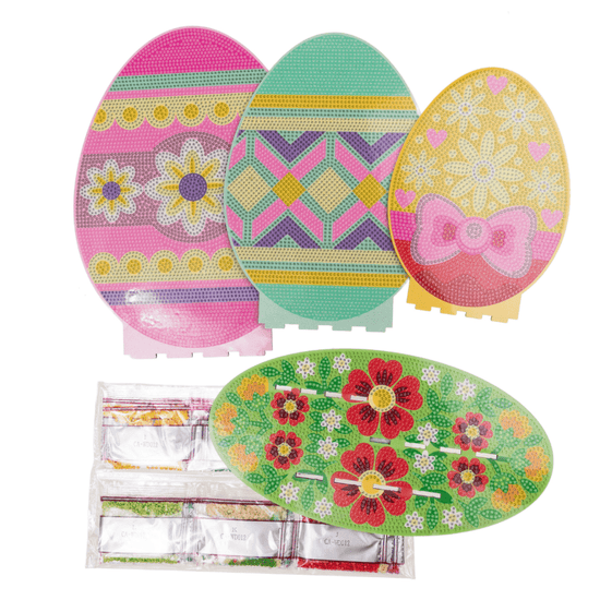 Layered Eggs Crystal Art 3D Wooden Decoration Kit contents