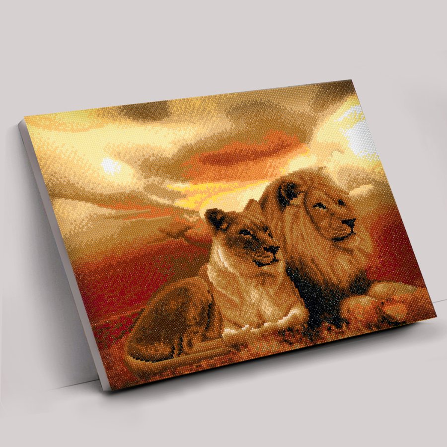 "Lions of Savannah" Crystal Art Canvas Kit 40x50cm