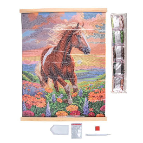 Majestic Horse Crystal Art Scroll Kit 35x45cm 3