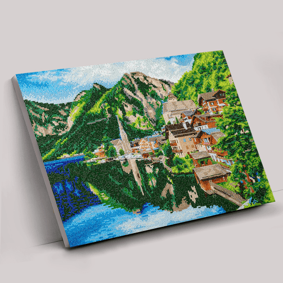 Mountain Village Crystal Art Canvas Kit 40cmx50cm 1