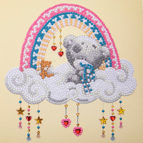 "New Baby" Tiny Tatty Teddy Crystal Art Card - 18x18cm