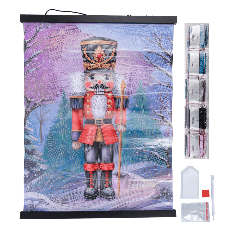 Nutcracker Crystal Art Scroll Kit 40x50cm contents