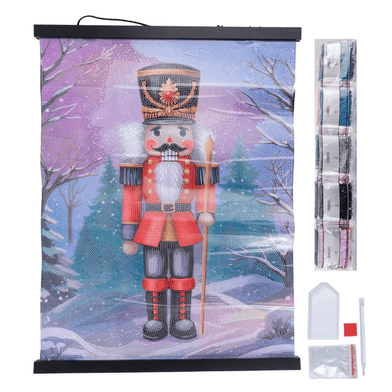 Nutcracker Crystal Art Scroll Kit 40x50cm contents