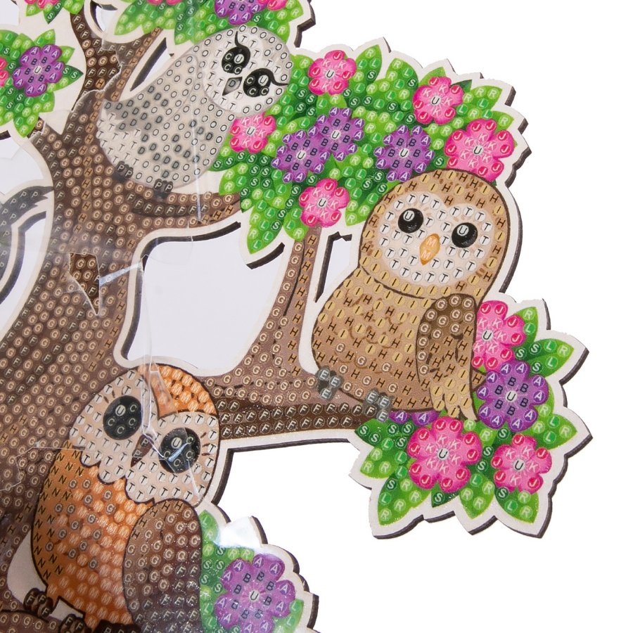 Owl Tree Crystal Art Wooden Decoration 1