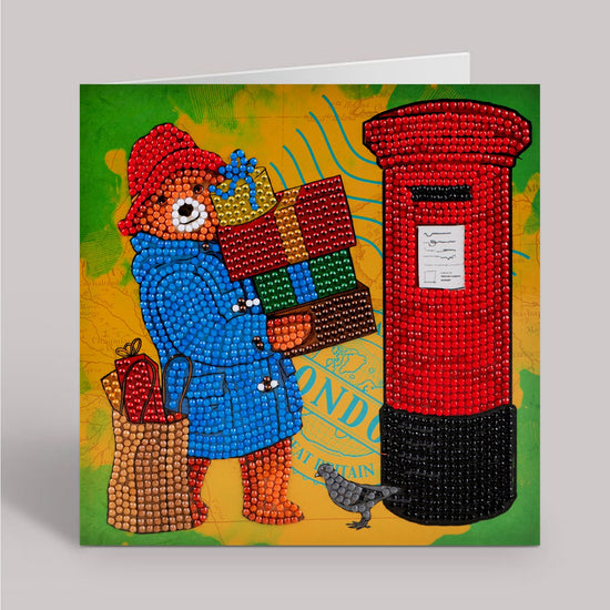 "Paddington Sending Gifts"  Crystal Art Card 18x18cm