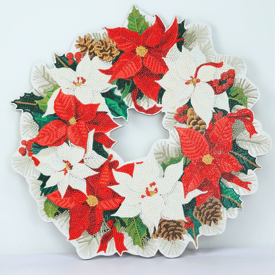 Poinsettia crystal art wreath kit complete