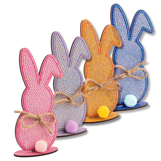 "Easter Rabbits" Crystal Art Wooden Kit Set of 4