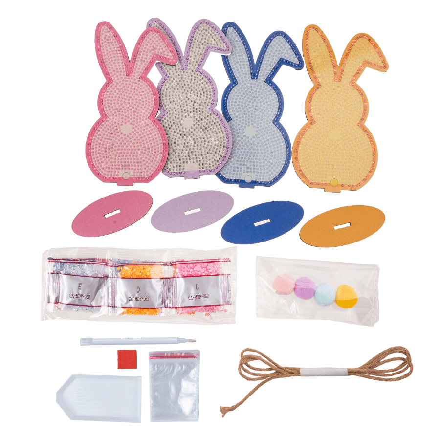 "Easter Rabbits" Crystal Art Wooden Kit Set of 4