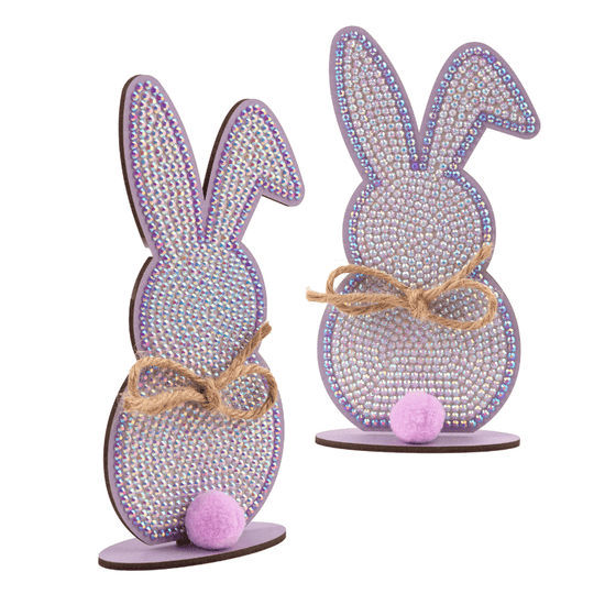 "Easter Rabbits" Crystal Art Wooden Kit Set of 4