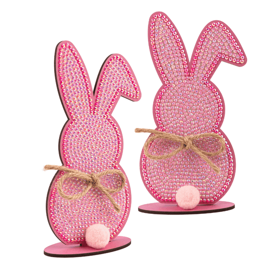 "Easter Rabbits" Crystal Art Wooden Kit Set of 4