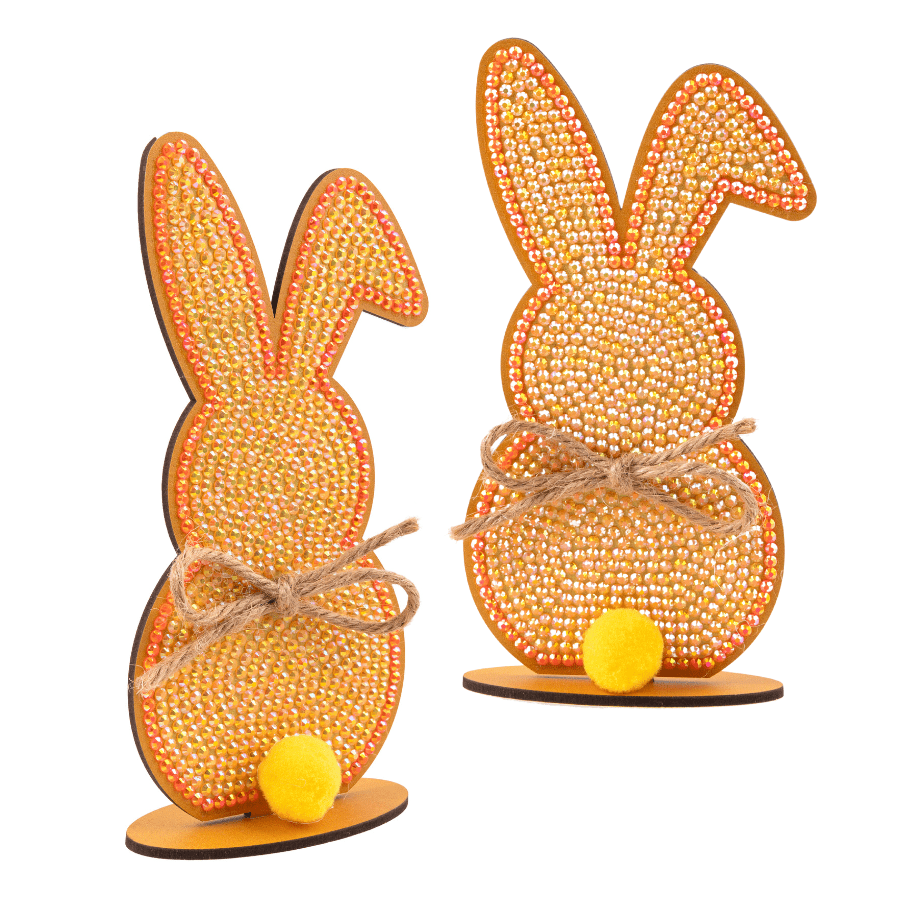 "Easter Rabbits" Crystal Art Wooden Kit Set of 4