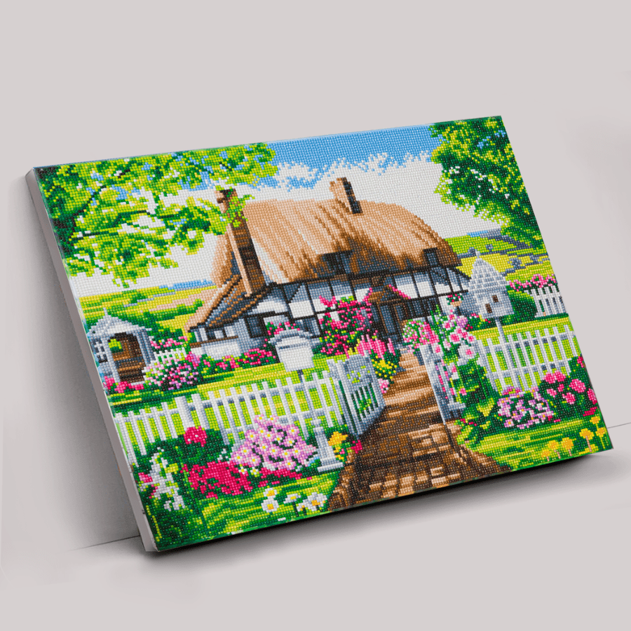 "Rose Cottage" Crystal Art Canvas Kit 40x50 cm