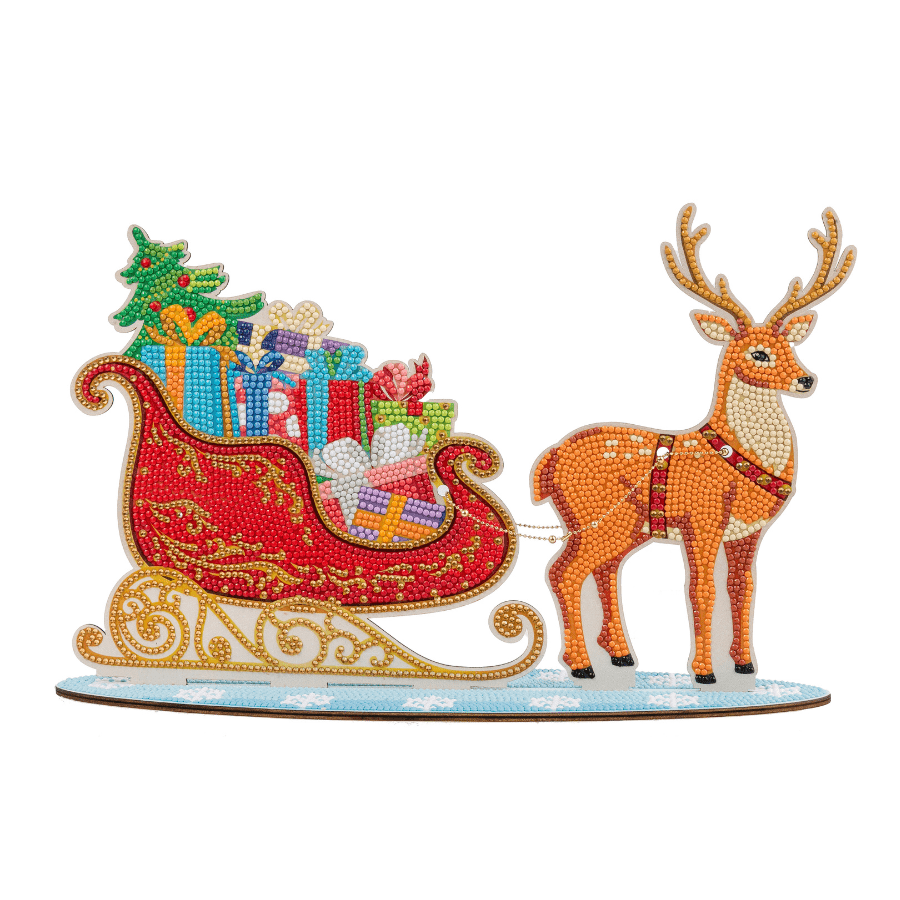 Santa's Sleigh Crystal Art Wooden Decoration Kit front2