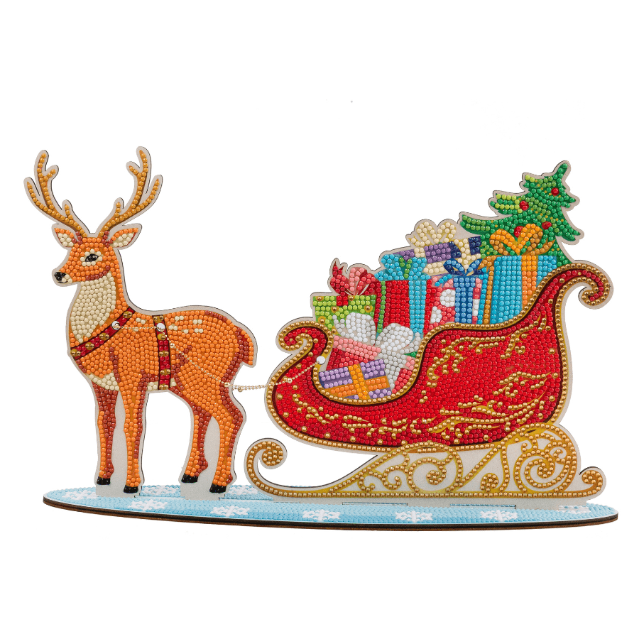 Santa's Sleigh Crystal Art Wooden Decoration Kit front