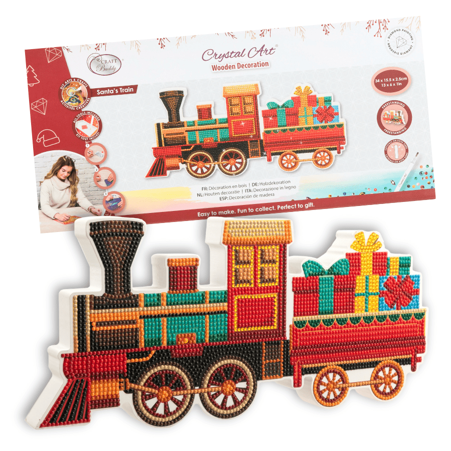 Santa's Train Crystal Art Wooden Decoration Kit